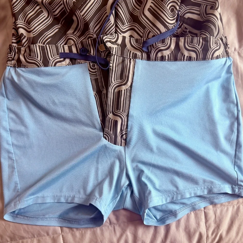 Fair Harbor Green and White Geometric Men’s Swim Shorts